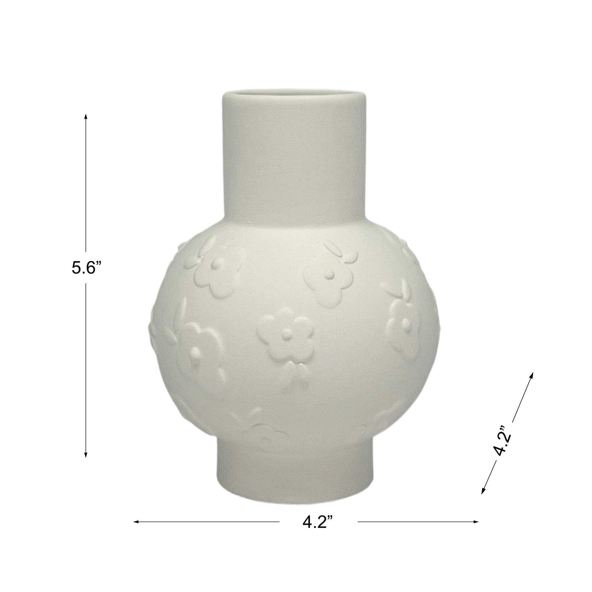 5.5" Embossed Flowers DIY Ceramic Vase by Make Market®